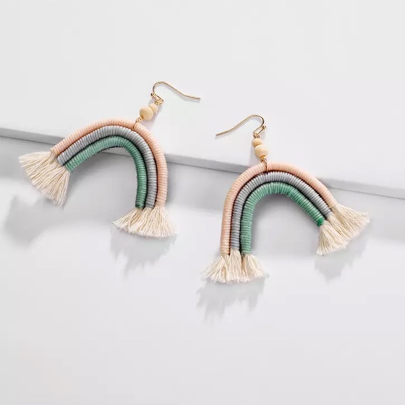 new || Dusty Rainbow Tassel Earrings - Picture 2 of 2